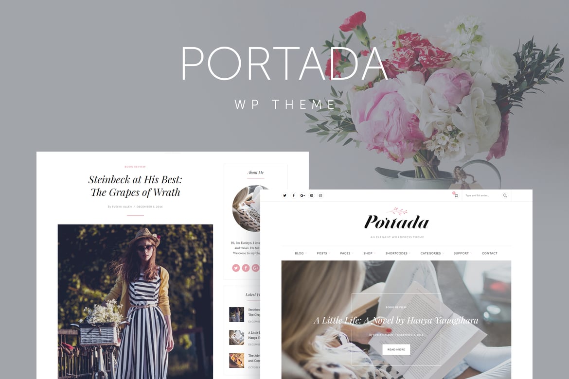 Portada - Tema WordPress Blog Elegan dan Estetis