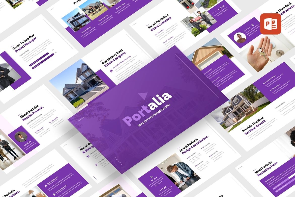 Portalia - Template PowerPoint Properti yang Menarik dan Profesional