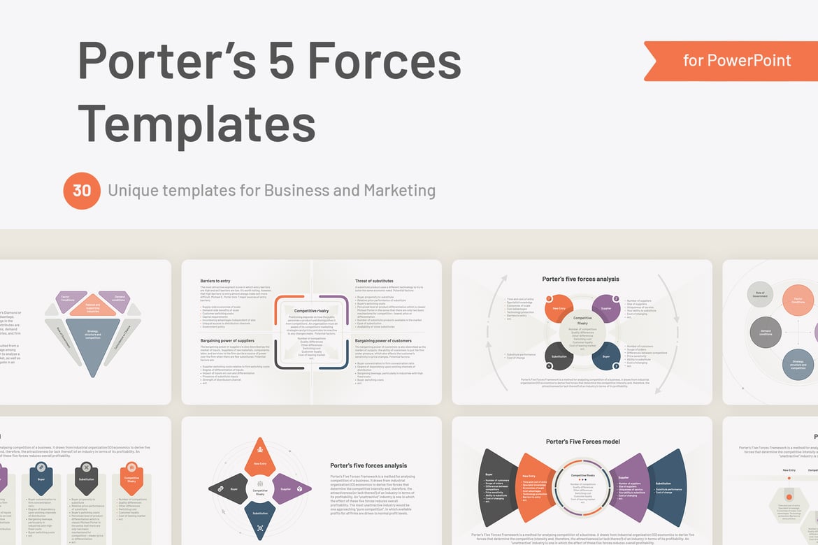 Template PowerPoint Porter's 5 Forces yang Menarik dan Profesional