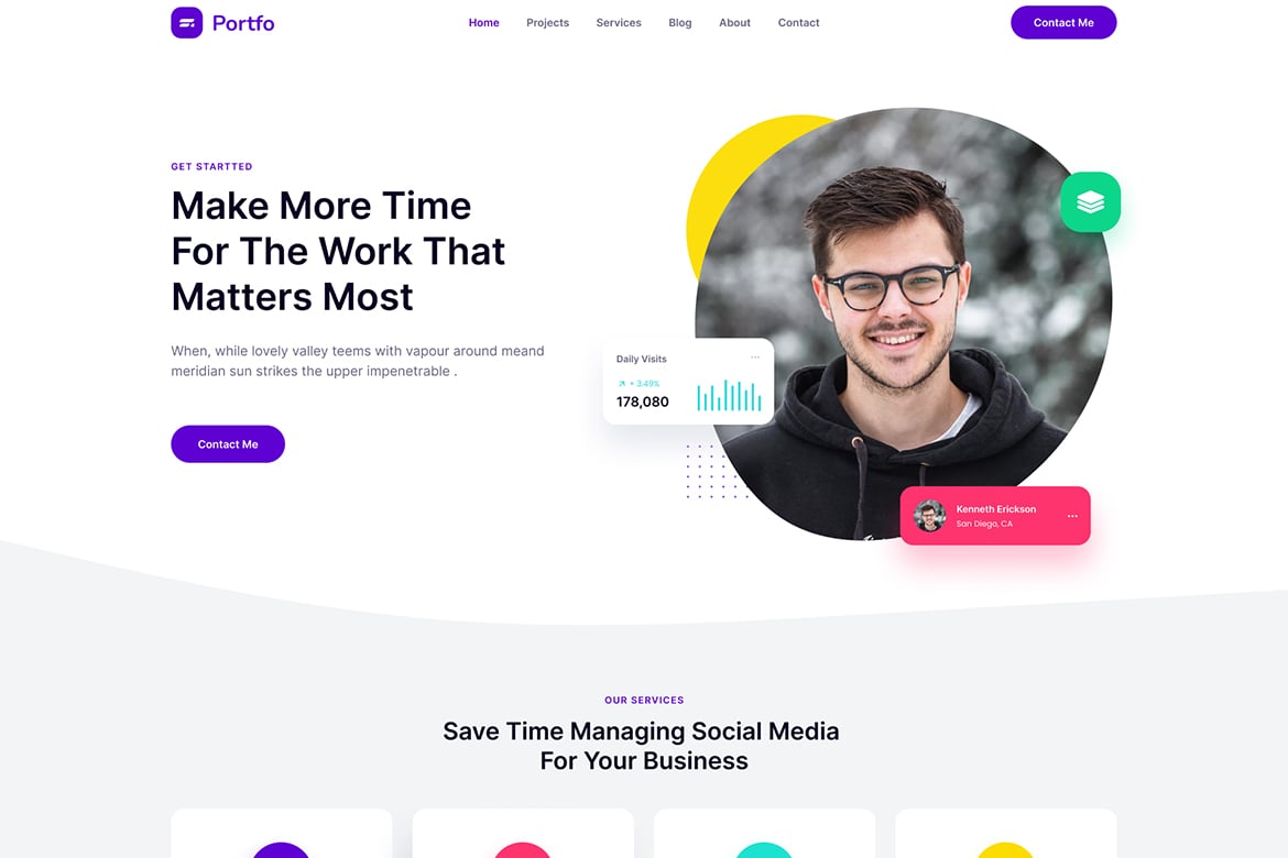 Portfo - Template Website Portofolio Pribadi Satu Halaman HTML