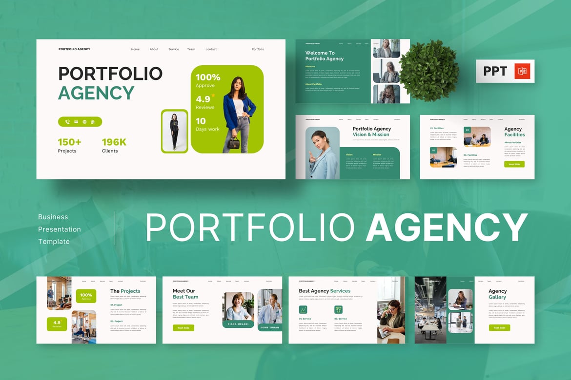 Template Presentasi PowerPoint untuk Portfolio Agency yang Menarik