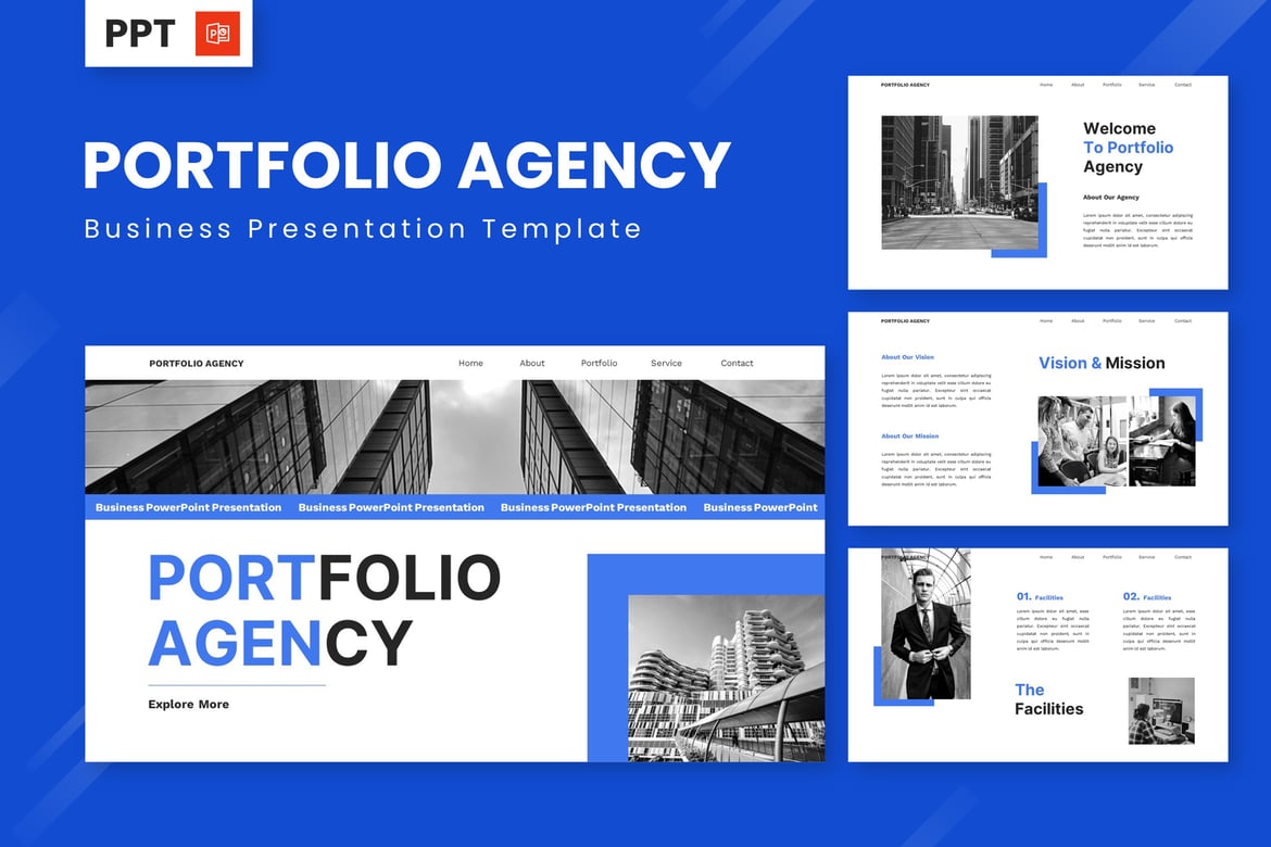 Template Presentasi Powerpoint - Portfolio Agency yang Modern dan Profesional
