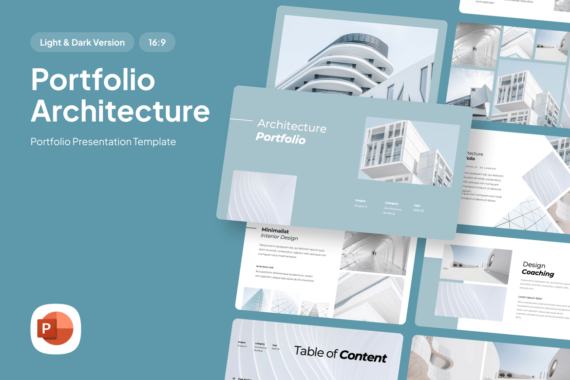 Template PowerPoint Arsitektur Portofolio yang Menarik