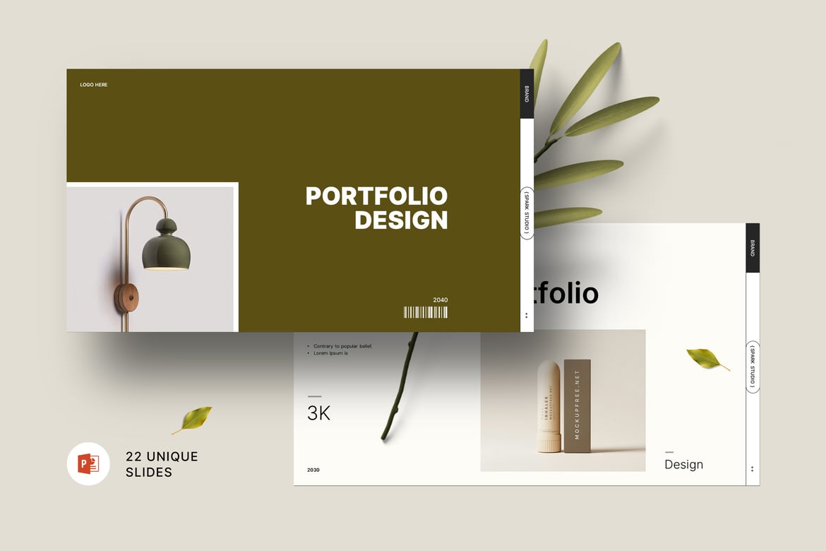 Template PowerPoint Portofolio Desain Modern dan Minimalis