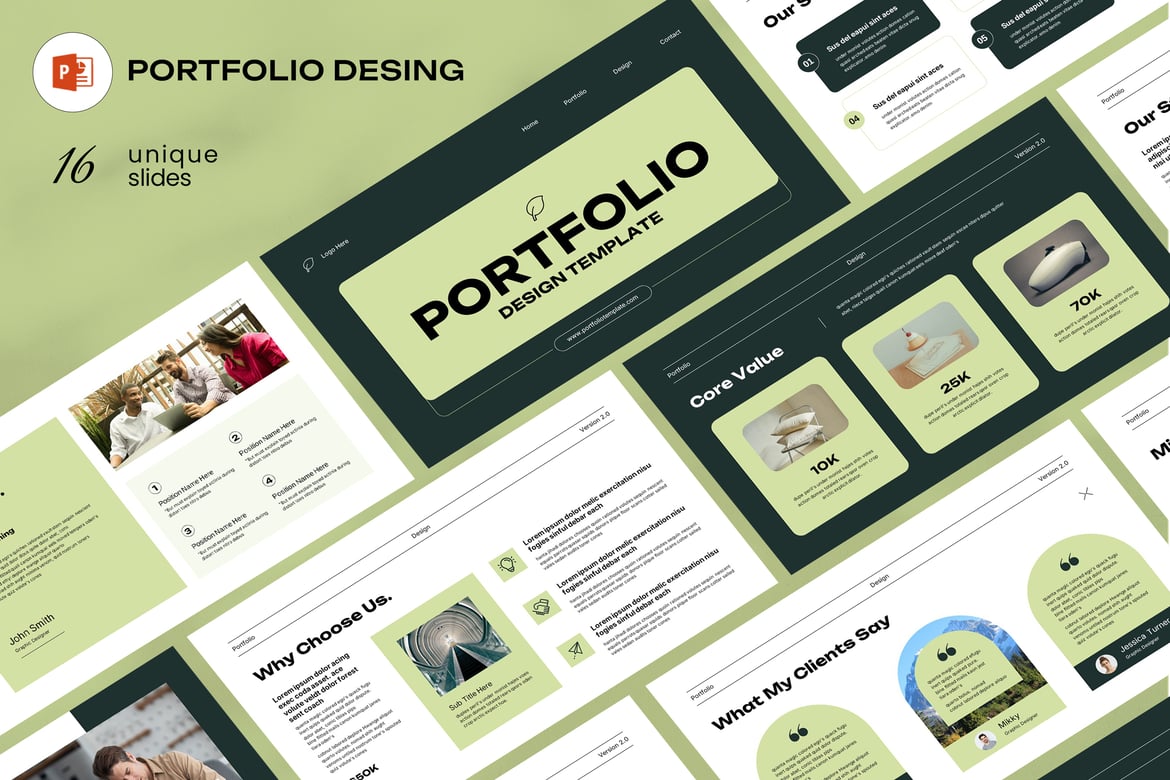 Template Presentasi PowerPoint Desain Portofolio yang Modern dan Menarik