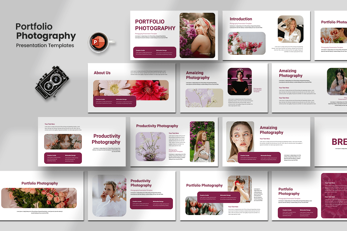 Template Presentasi PowerPoint Portofolio Fotografi yang Menarik