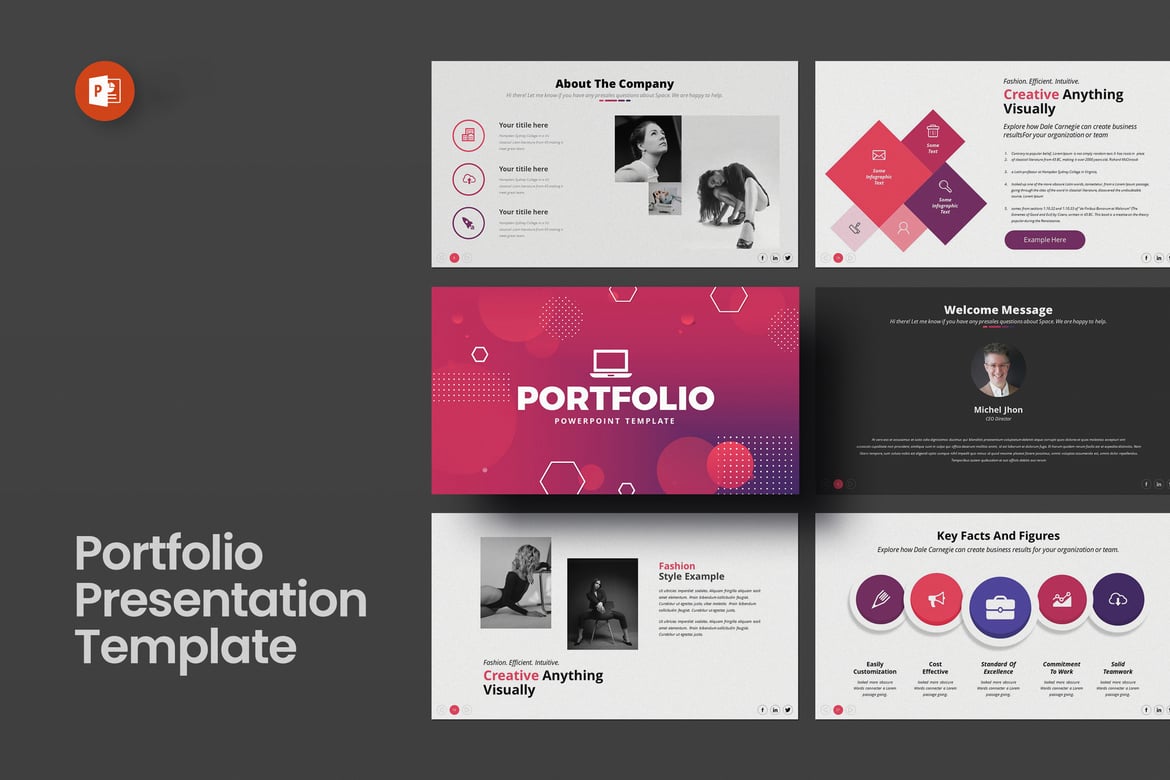 Template Presentasi PowerPoint Portfolio yang Elegan dan Profesional