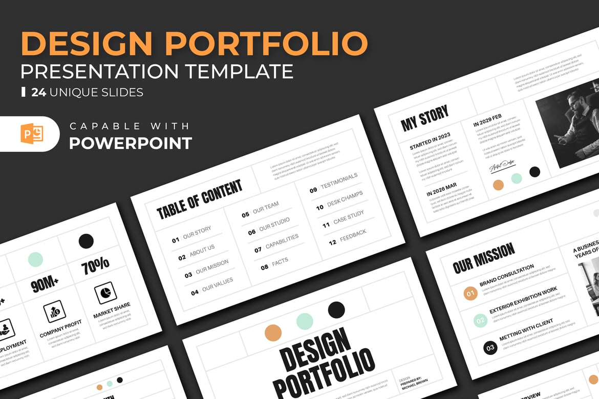 Template Presentasi PowerPoint Portofolio yang Menarik dan Profesional
