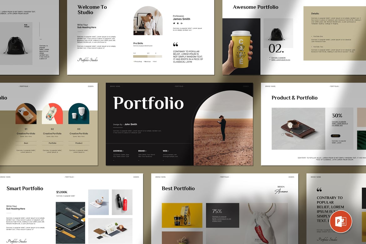 Template PowerPoint Portofolio yang Elegan dan Profesional
