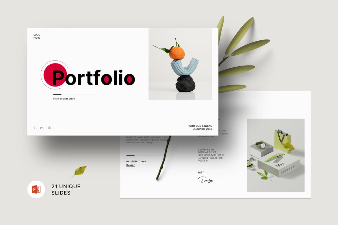 Template PowerPoint Portofolio yang Elegan dan Profesional