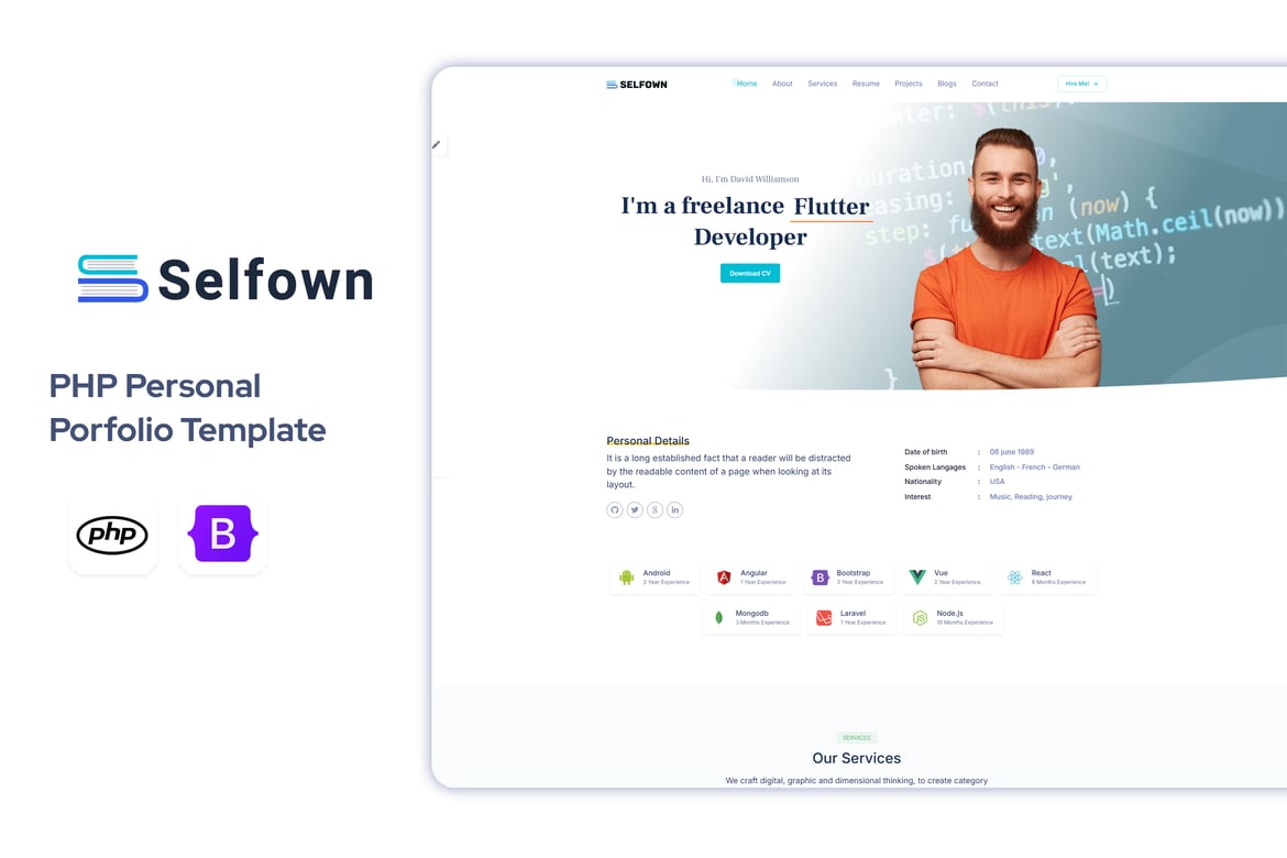Template Website Pribadi Selfown PHP yang Modern dan Responsif