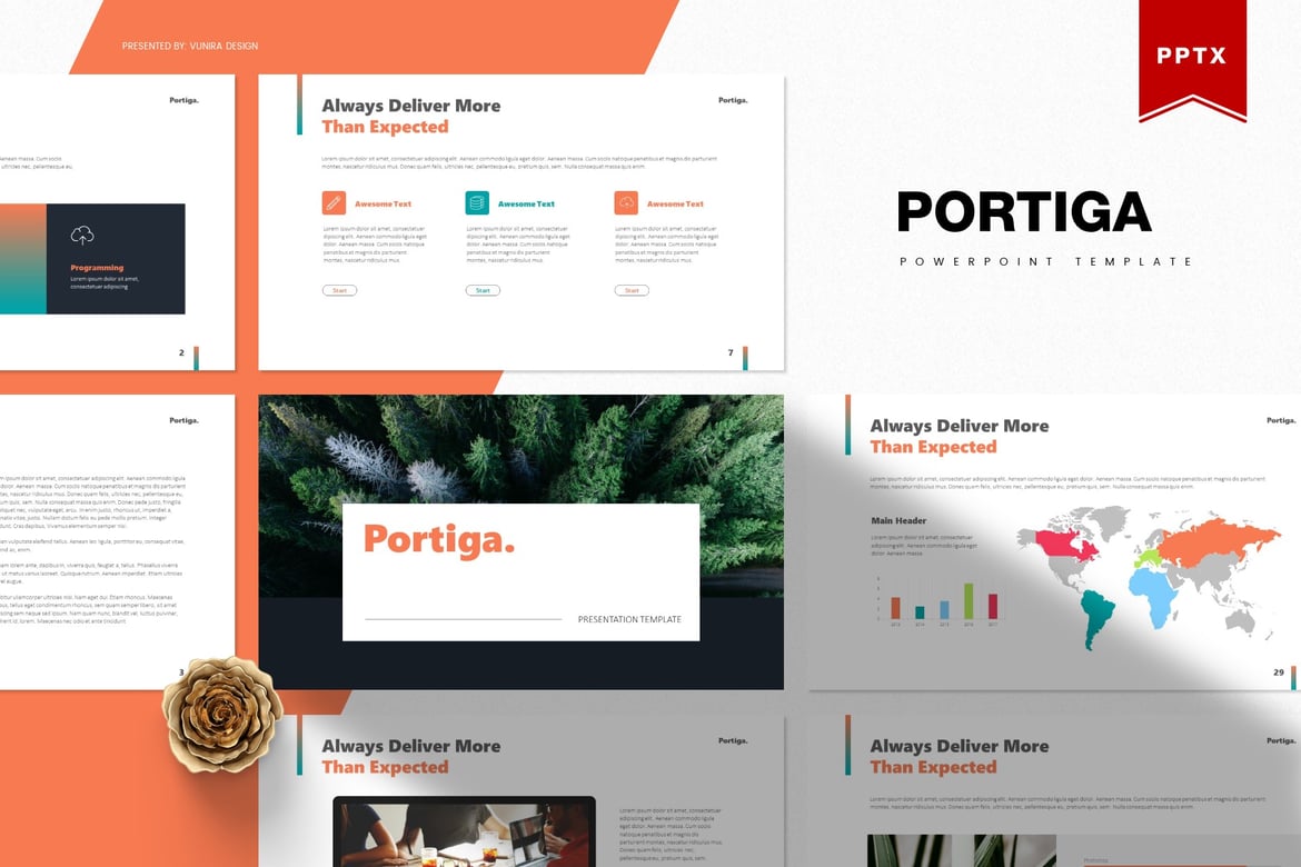 Template Presentasi Powerpoint Portiga yang Menawan