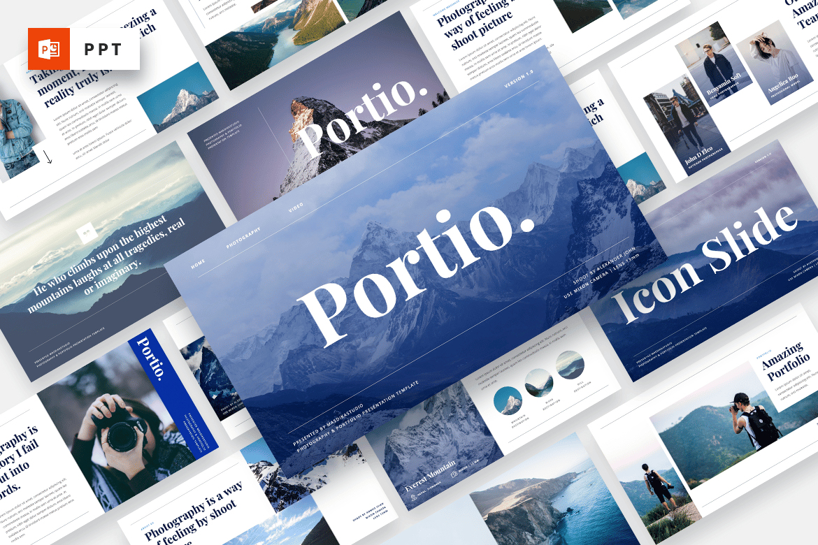 Portio - Template Presentasi Powerpoint untuk Fotografi dan Portofolio