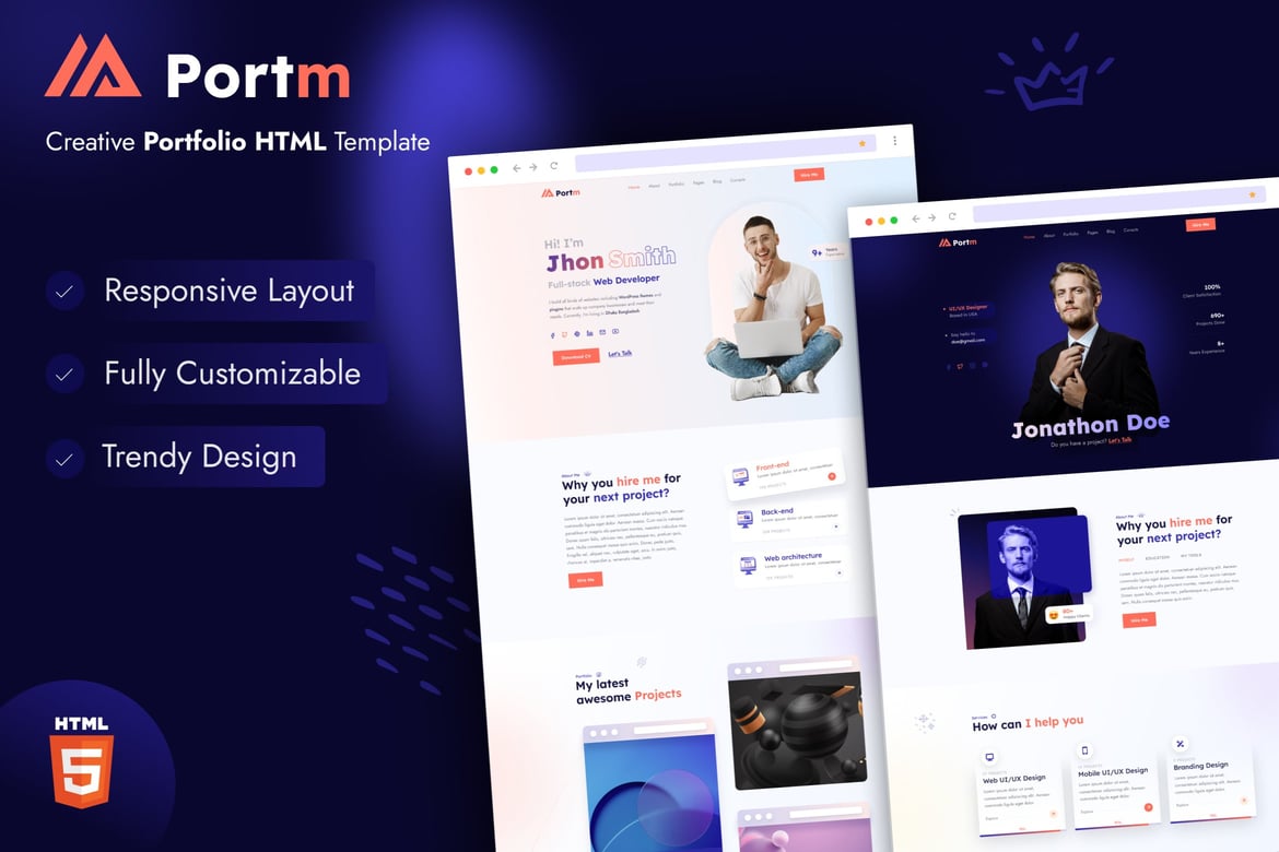 Portm - Template Website Portofolio Pribadi yang Menarik