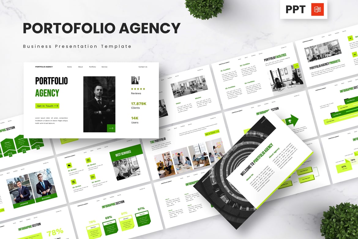 Template Presentasi PowerPoint Portofolio Agency yang Menarik