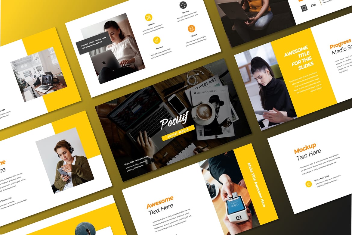 Template PowerPoint Media Sosial Positif yang Elegan dan Minimalis