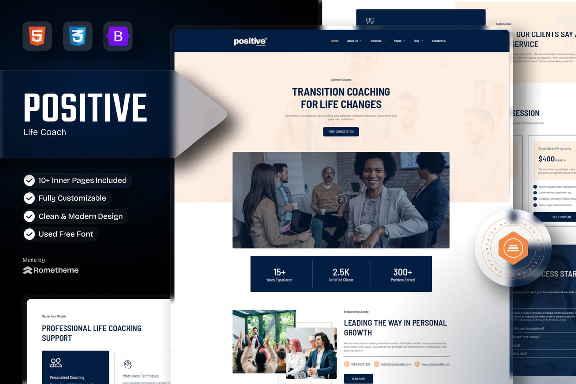 Positive - Template Website Pelatih Kehidupan & Pembicara Publik