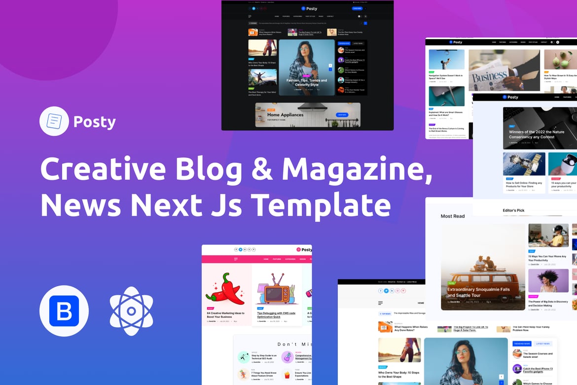Posty - Template Website Majalah Berita NextJS yang Menarik