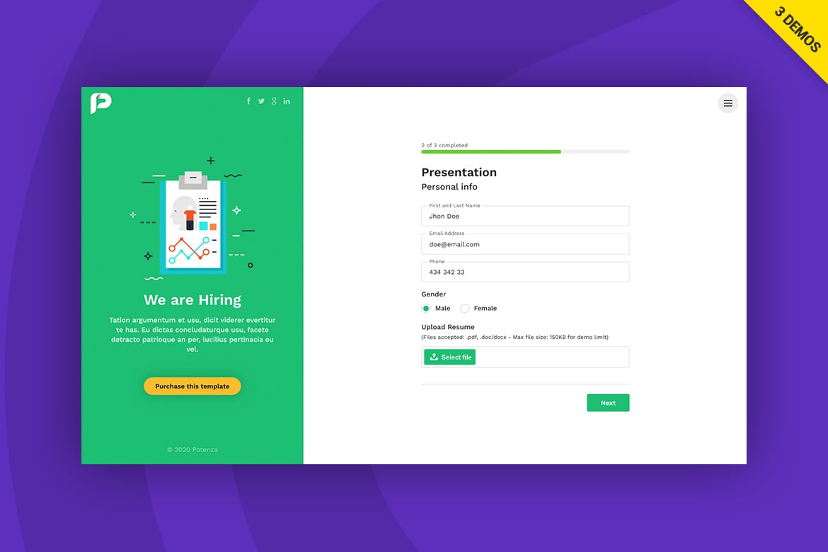Potenza - Template Website Formulir Lamaran Kerja yang Efektif