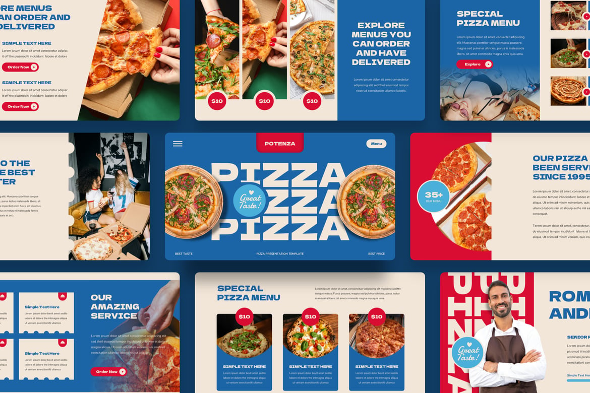 Potenza - Template PowerPoint Presentasi Pizza yang Menggugah Selera