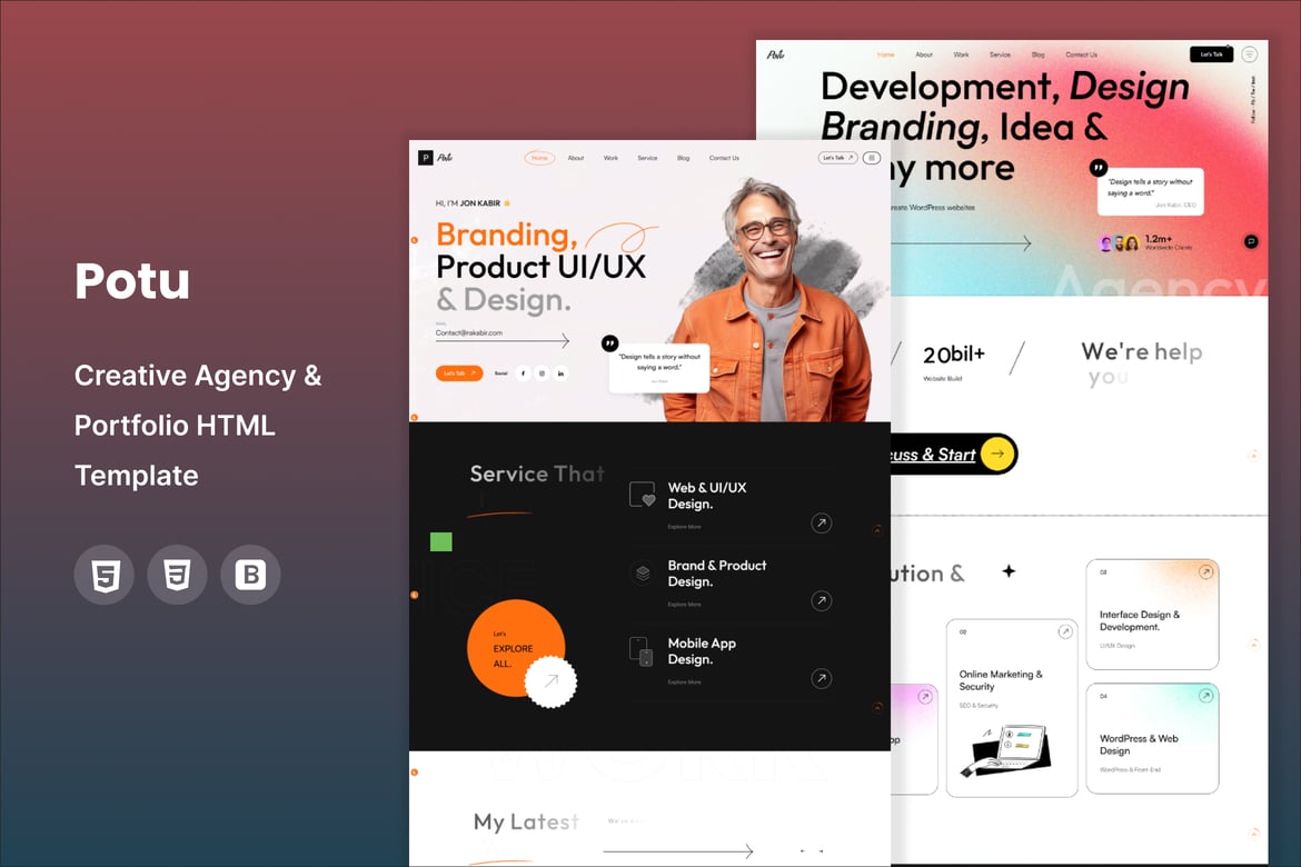 Potu - Template Website Kreatif untuk Agensi dan Portofolio