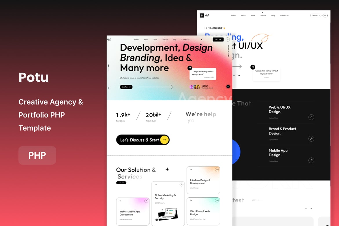 Potu - Template Website Kreatif untuk Agensi dan Portfolio