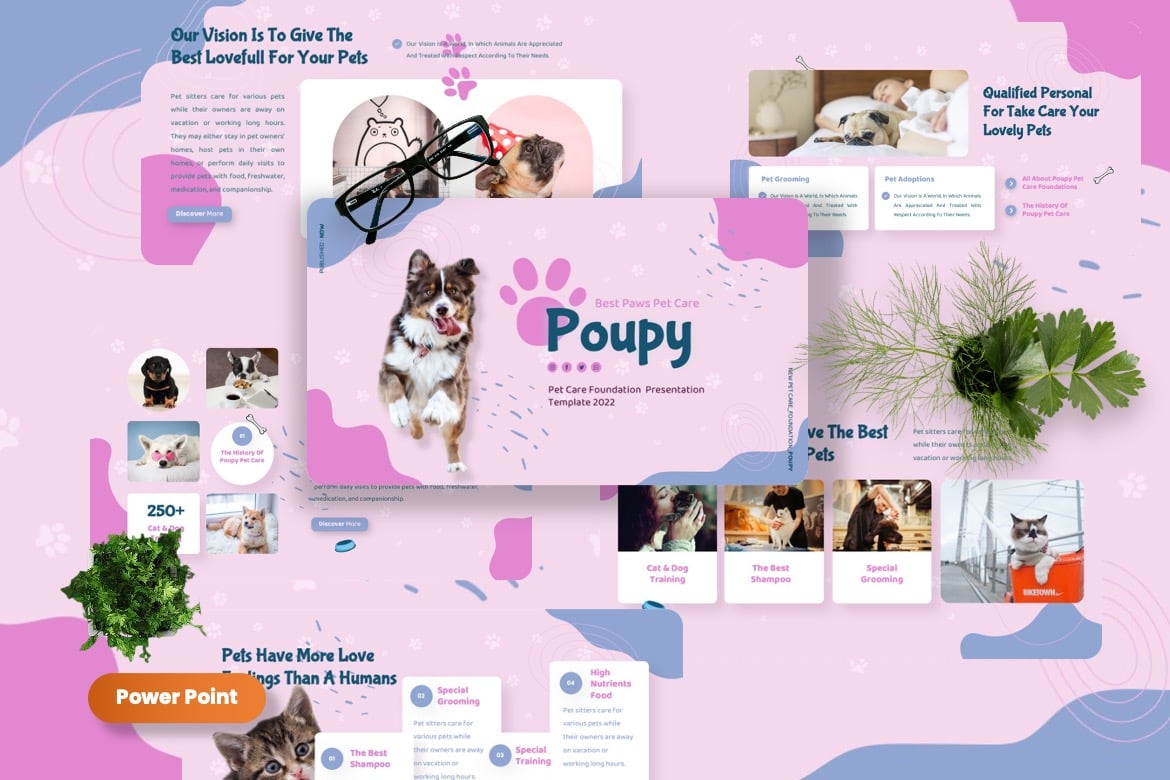 Poupy - Template Powerpoint Perawatan Hewan yang Menarik