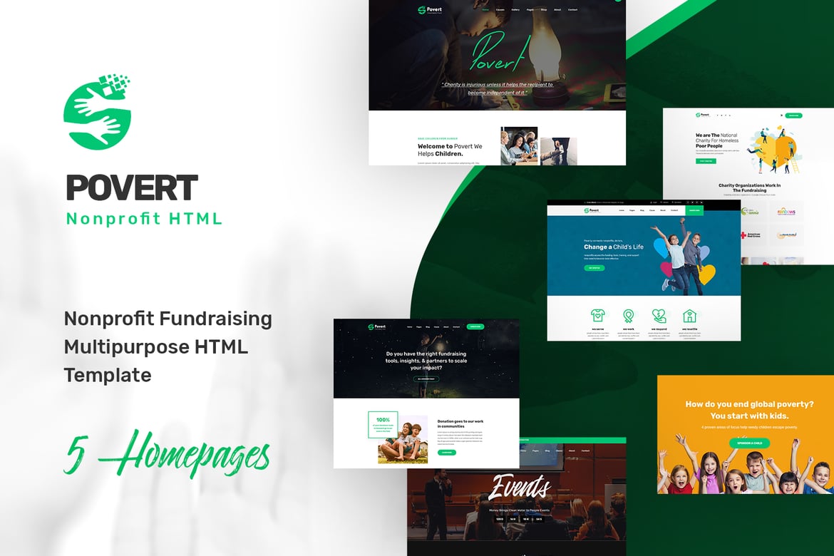 Povert - Template Website HTML Multifungsi untuk Penggalangan Dana Nonprofit