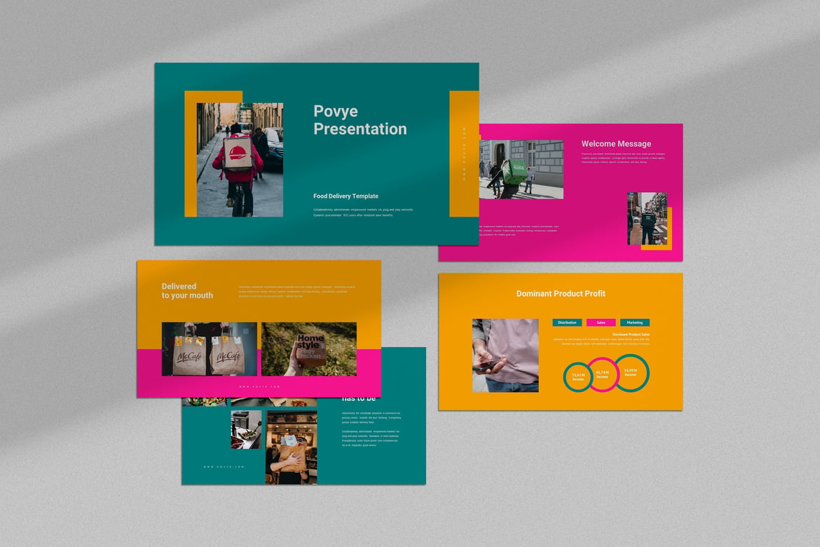 Povye: Template PowerPoint Pengantaran Makanan yang Menarik