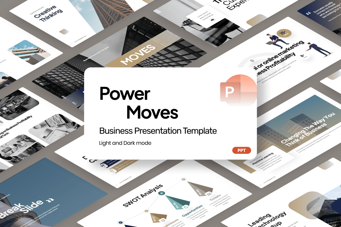Template PowerPoint Bisnis Power Moves yang Menginspirasi