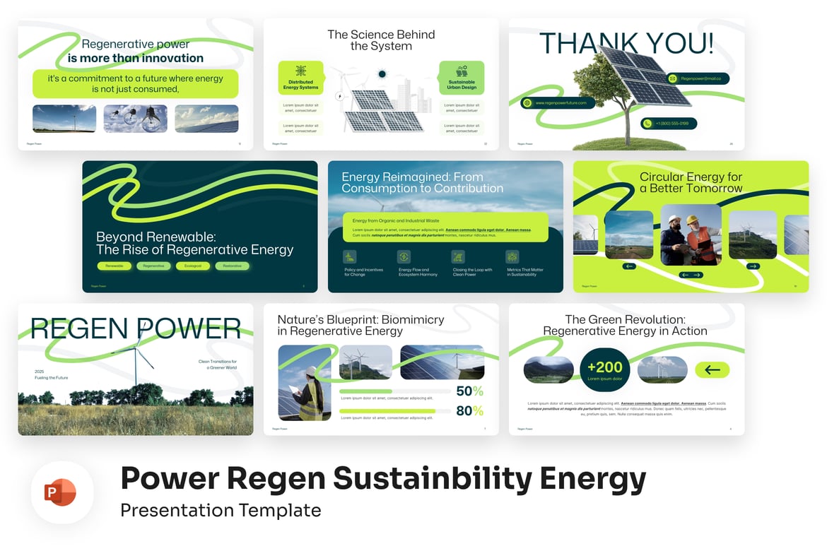 Template PowerPoint Energi Berkelanjutan yang Menginspirasi
