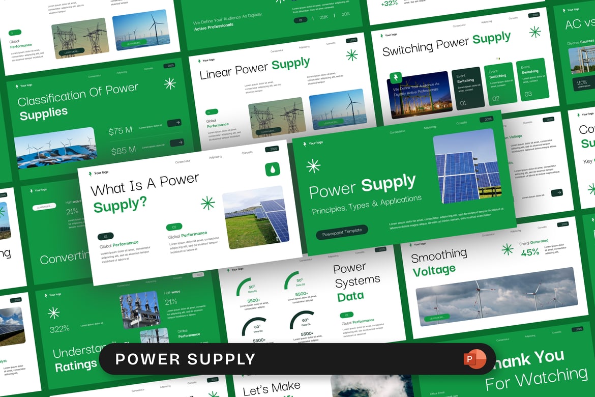 Template PowerPoint Sistem Penyedia Energi yang Menarik