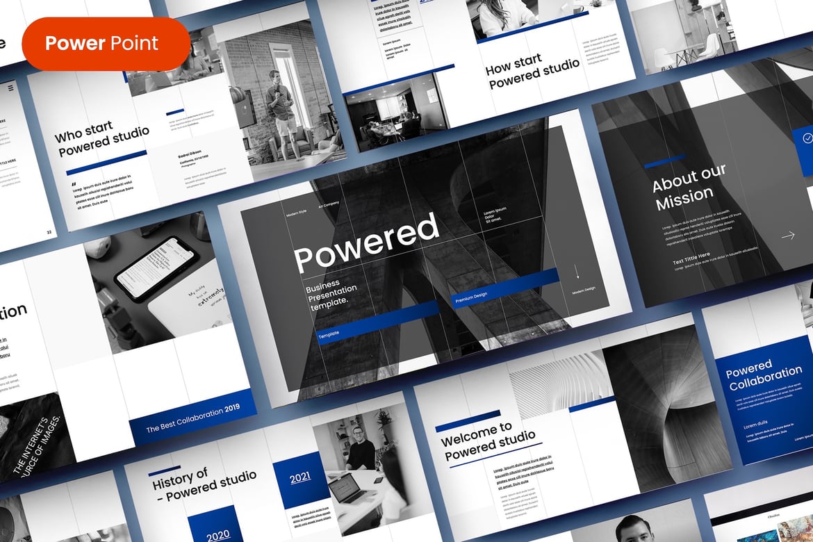 Template Presentasi PowerPoint Powered - Solusi Kreatif untuk Bisnis Anda