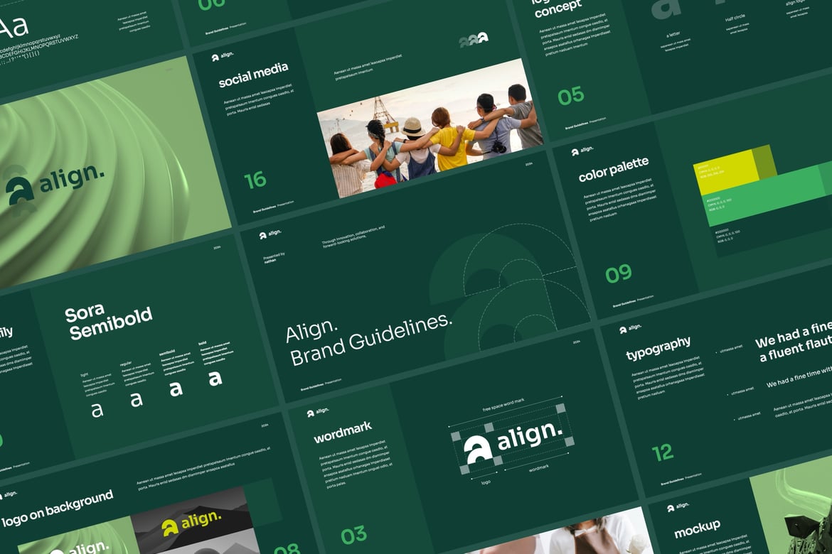 Template PowerPoint Pedoman Merek yang Menarik