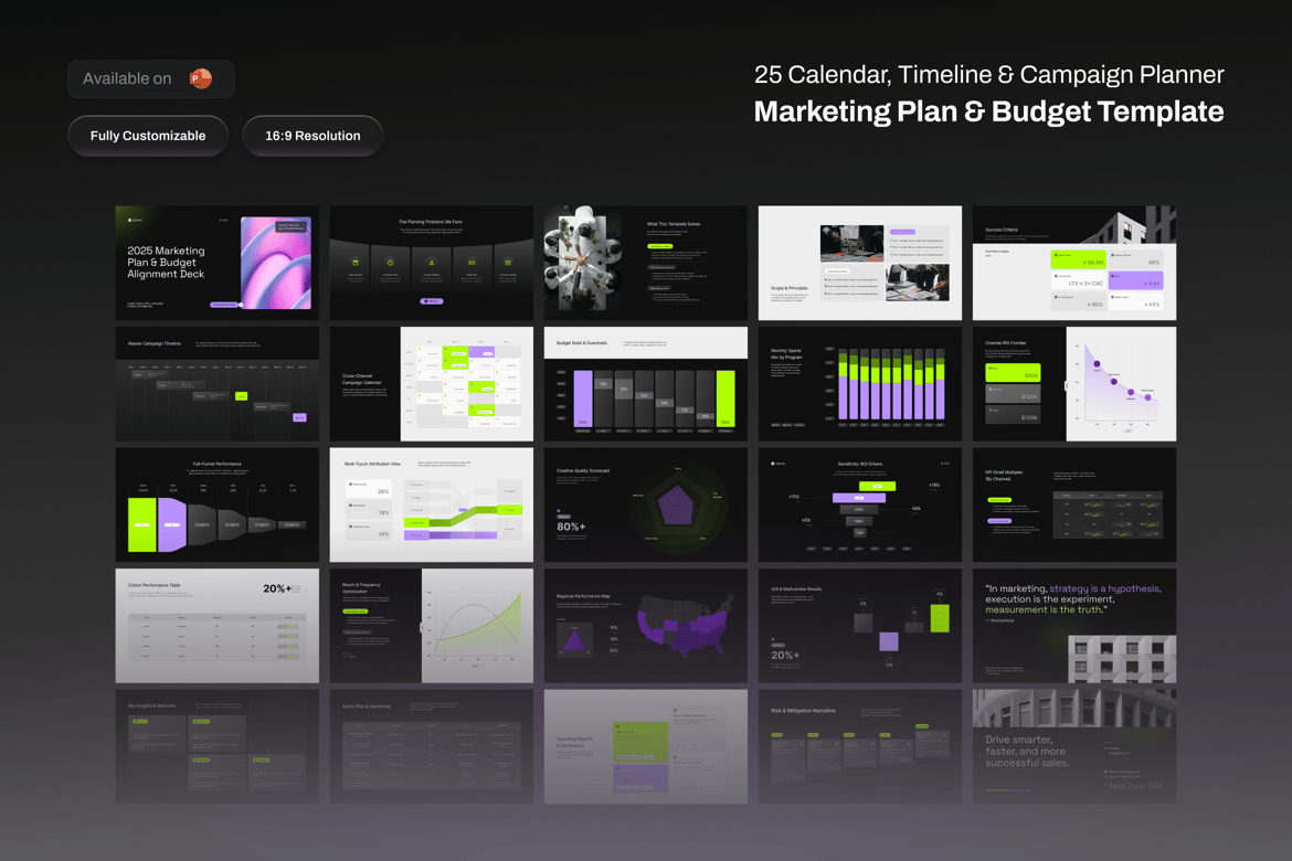 Template PowerPoint Rencana Pemasaran & Anggaran yang Menarik