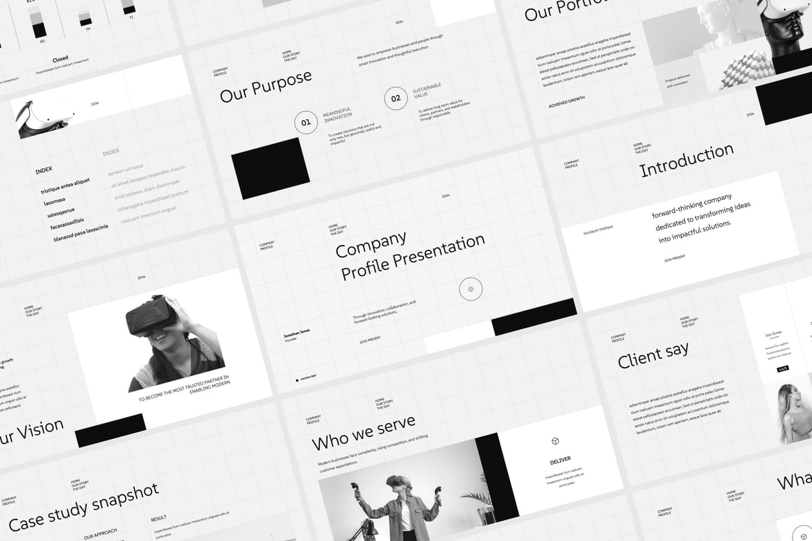 Template PowerPoint Profil Perusahaan Minimalis yang Modern