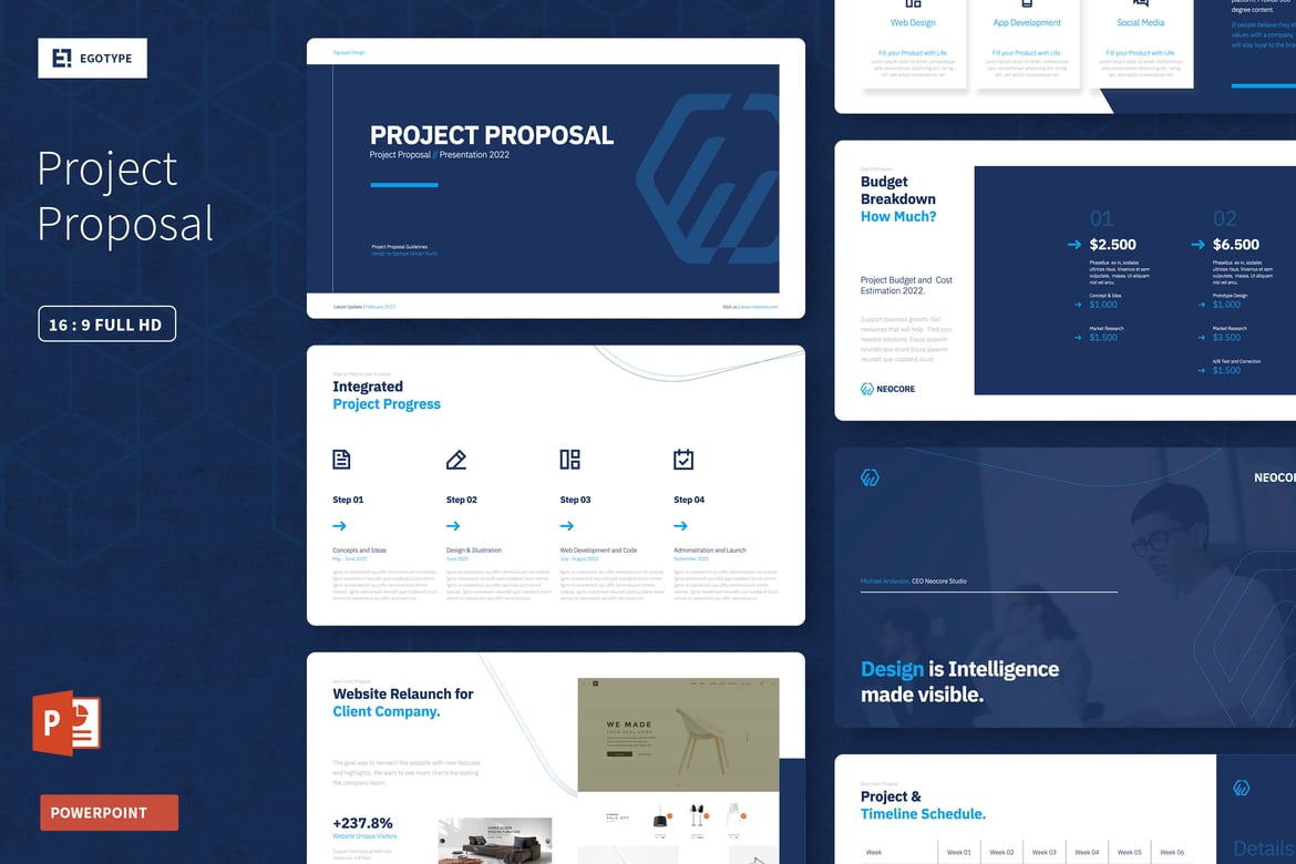 Template Presentasi PowerPoint Neocore untuk Proposal Proyek