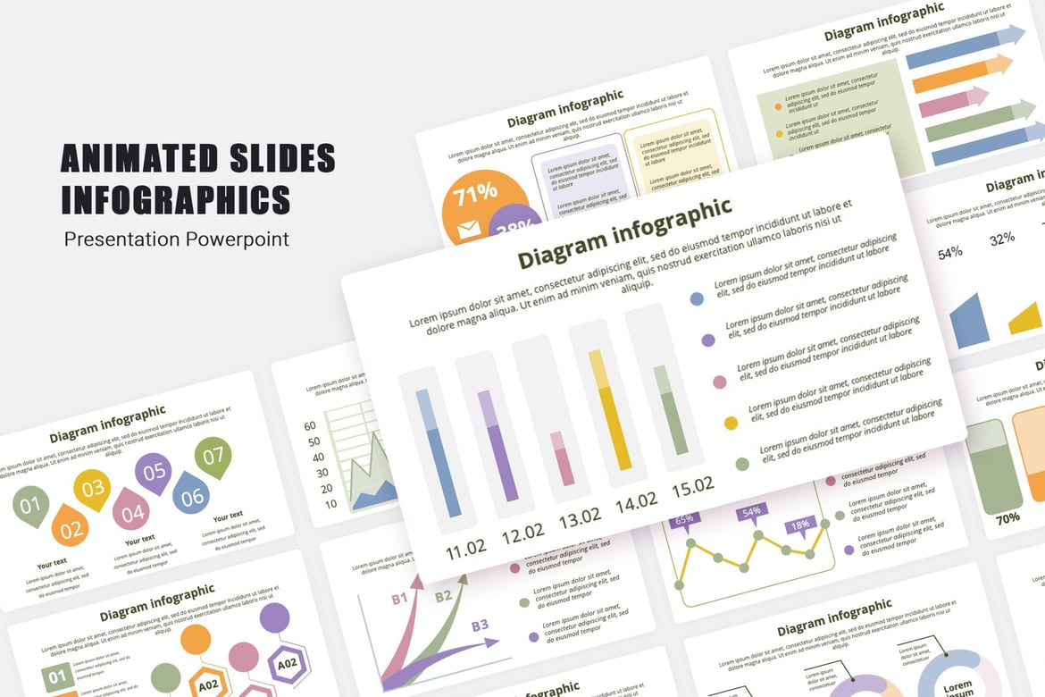 Template Presentasi PowerPoint Infografis untuk Bisnis dan Keuangan