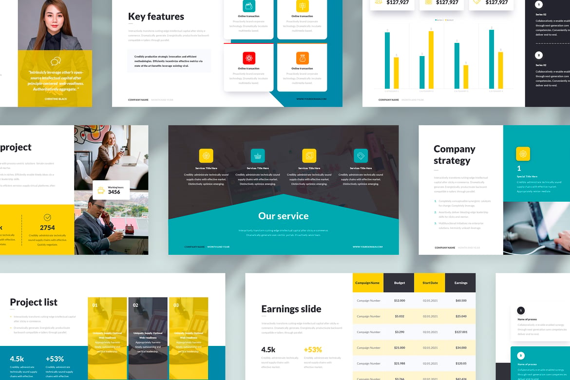 Template Presentasi PowerPoint Korporat yang Modern dan Bersih
