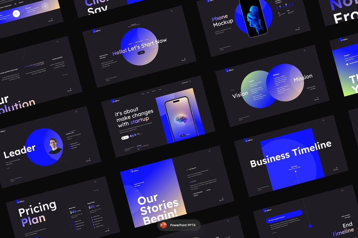 Template Presentasi PowerPoint Memori untuk Startup yang Kreatif