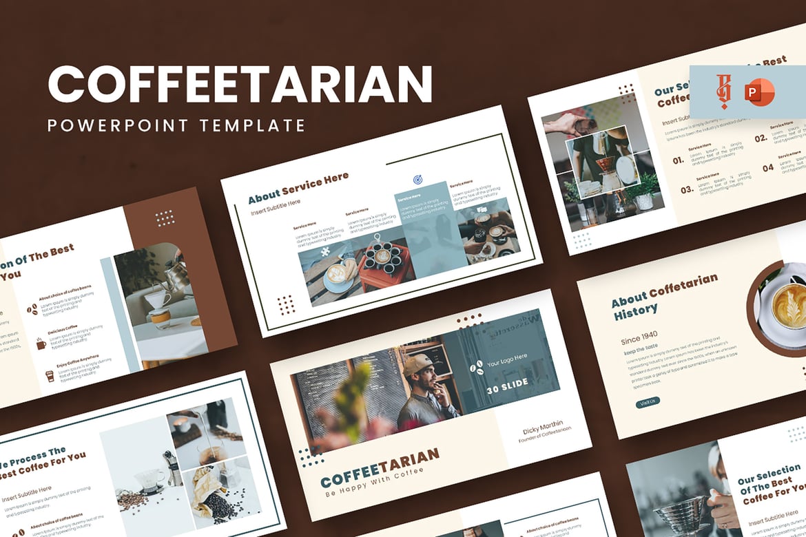 Template Powerpoint Modern - Coffeetarian untuk Presentasi Kreatif