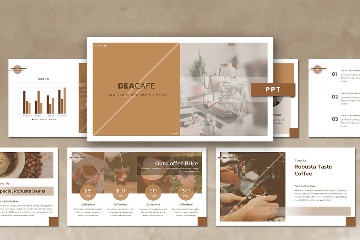 Template Powerpoint Modern - Dea Cafe yang Kreatif