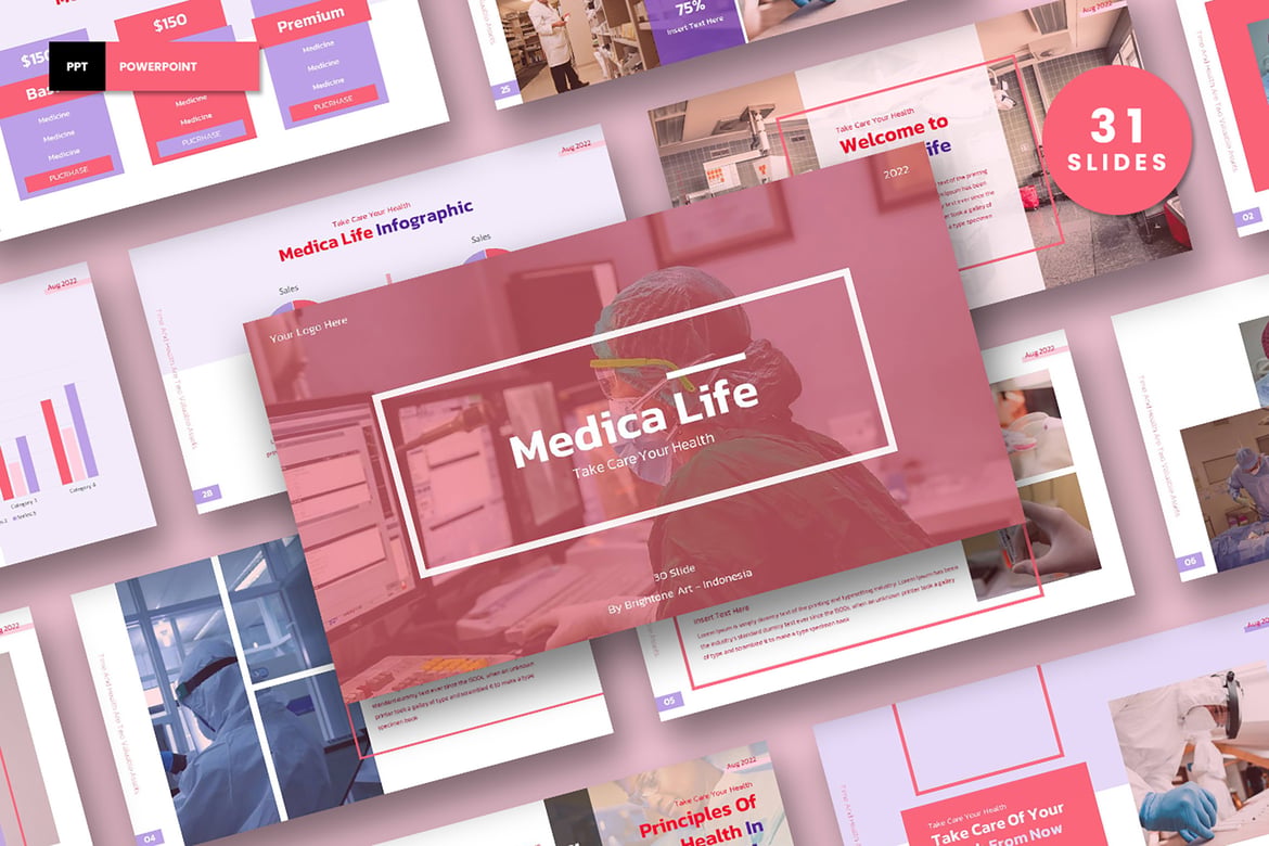 Template Powerpoint Medica Life - Presentasi Modern dan Kreatif