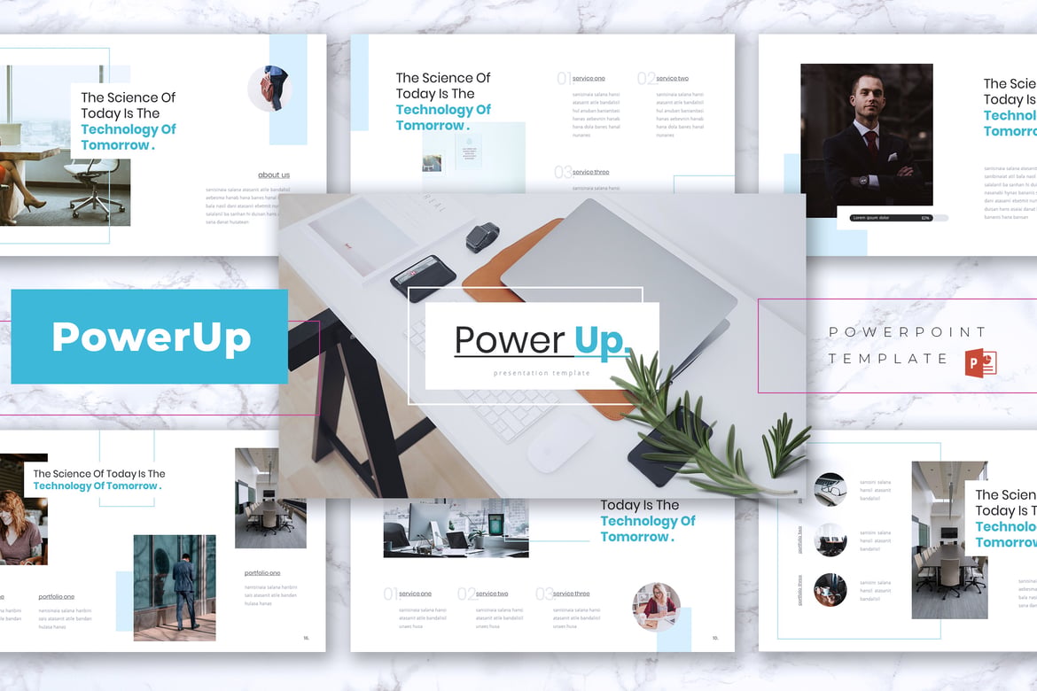 Template Presentasi PowerPoint POWERUP - Rencanakan Masa Depan Bisnis Anda