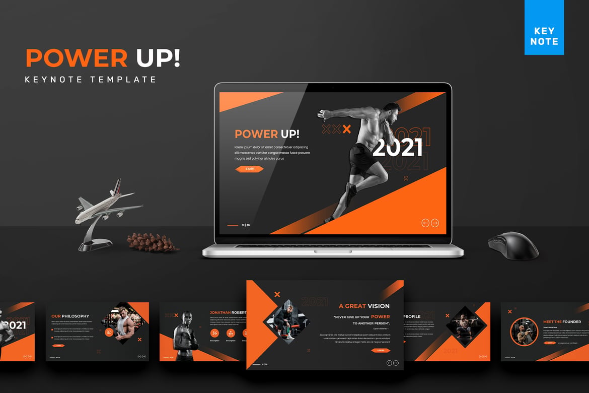 Template Powerpoint Olahraga Powerup! - Tampilkan Presentasi Anda dengan Gaya