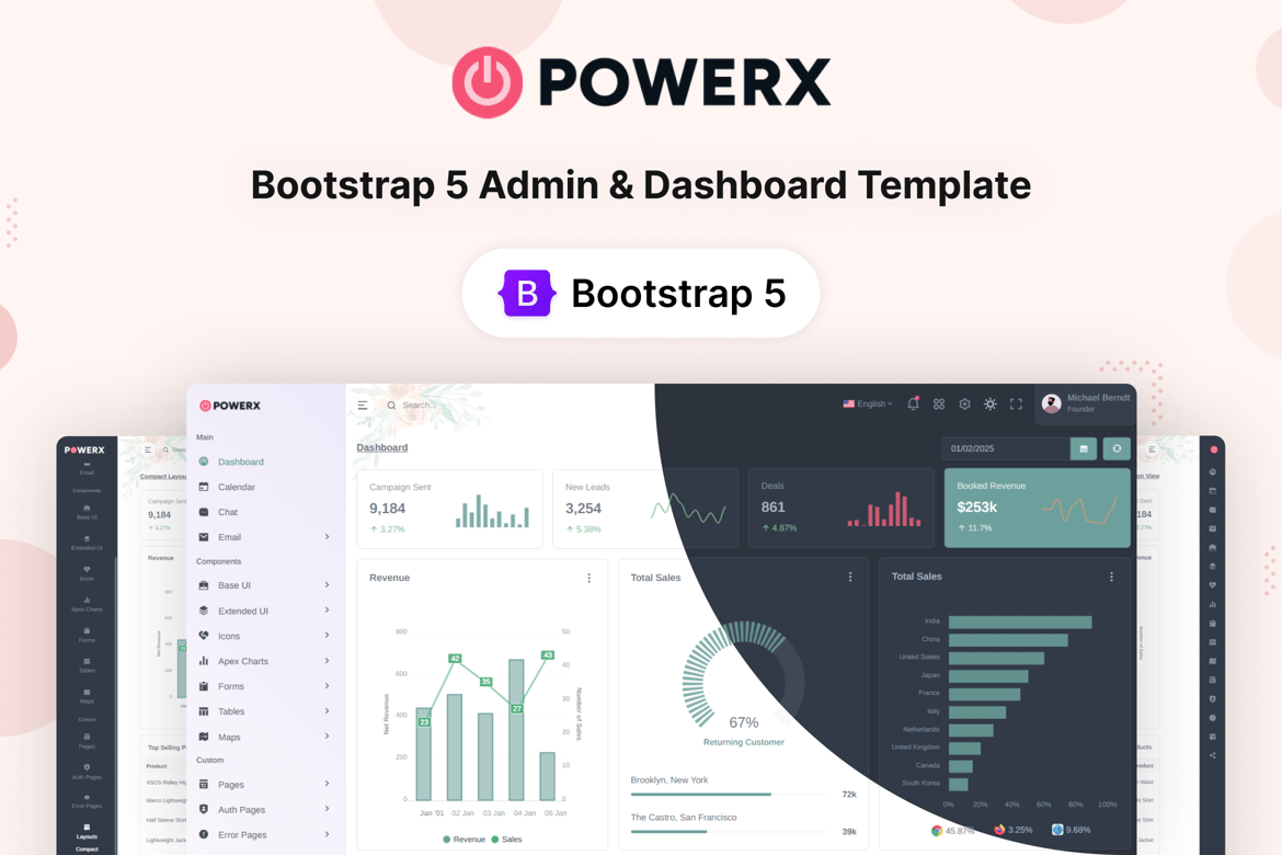 PowerX - Template Website Admin & Dashboard Berbasis Bootstrap 5