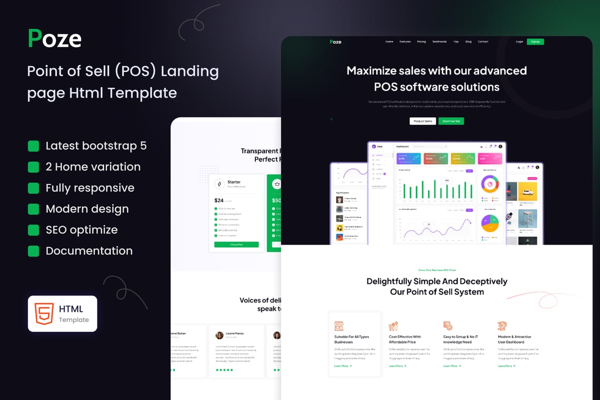 Poze - Template Website Landing Page untuk Point of Sale (POS)