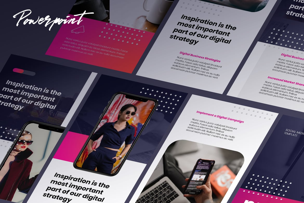 Template Powerpoint Instagram Elegan dari Prada