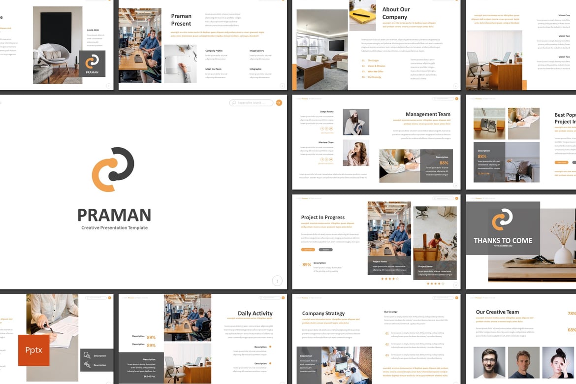 Praman - Template PowerPoint Kreatif dan Minimalis