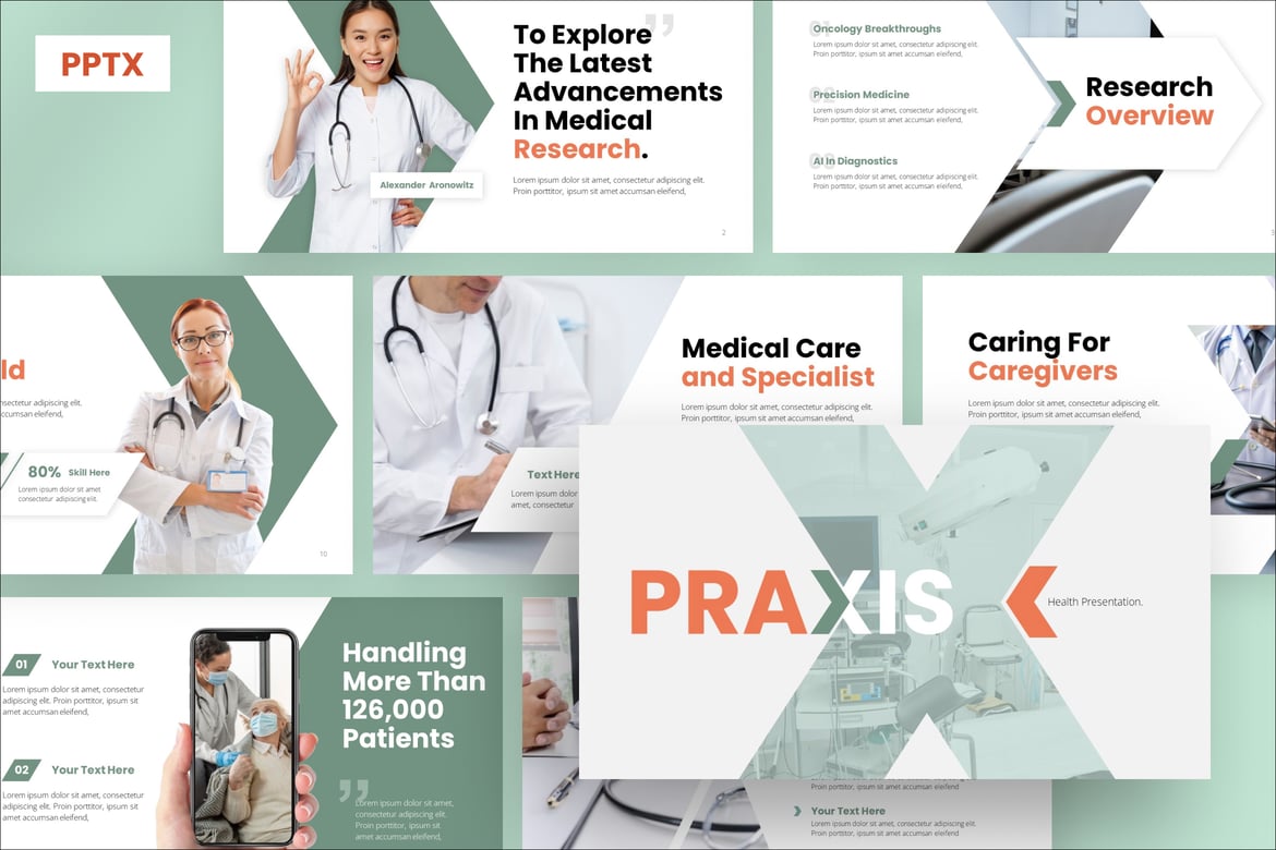 Template PowerPoint Presentasi Kesehatan Praxis yang Menarik
